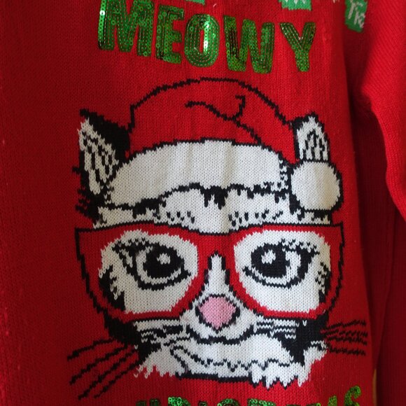 Ardene Meaowy Ugly Christmas Sweater Cat lady Xmas S SM Small - Picture 13 of 15
